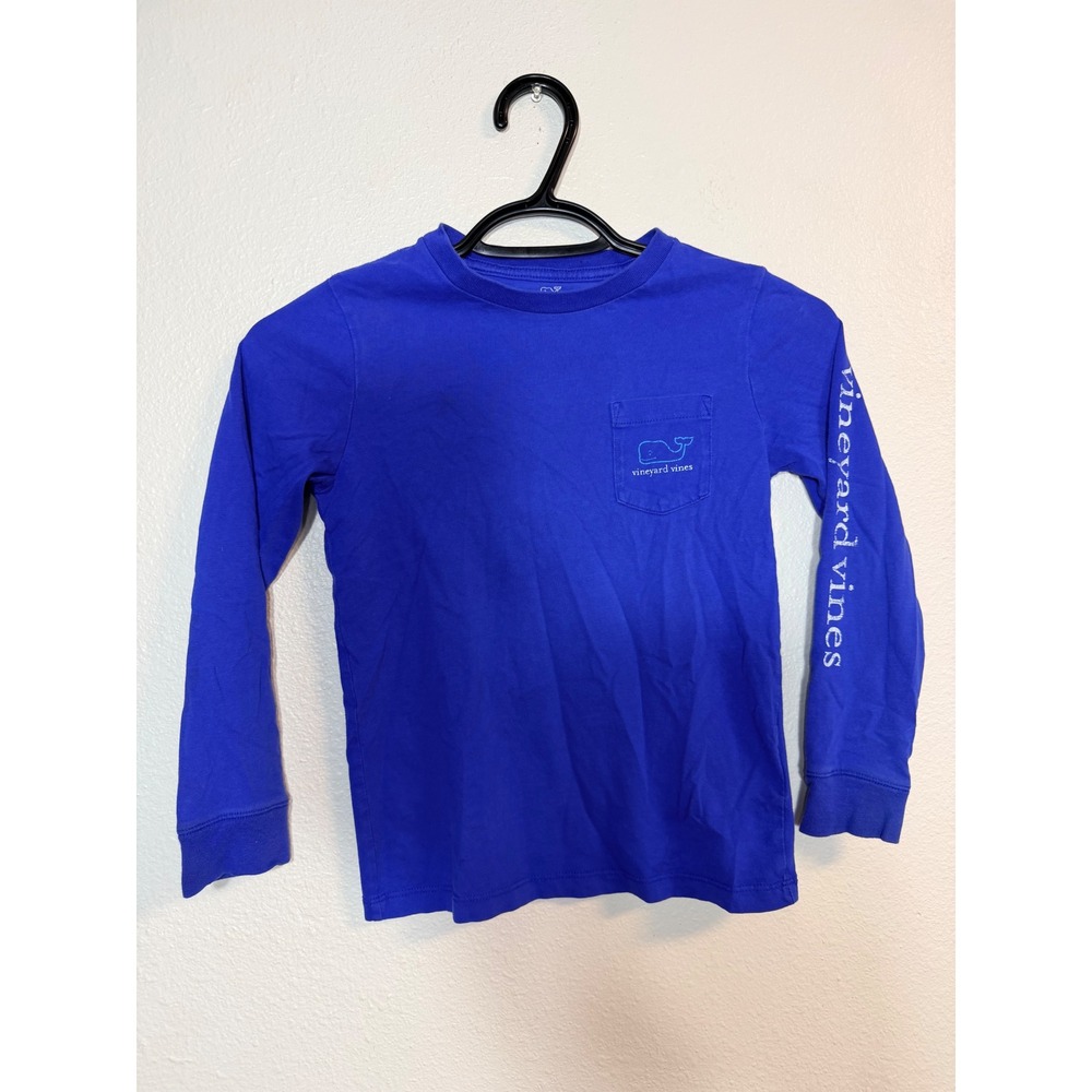 Vineyard Vines Boys Blue Long Sleeve Whale Pocket T-Shirt Size 6 Youth